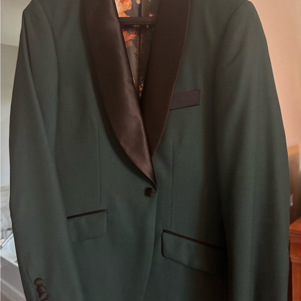 Men's Green Blazer with Black Lapel